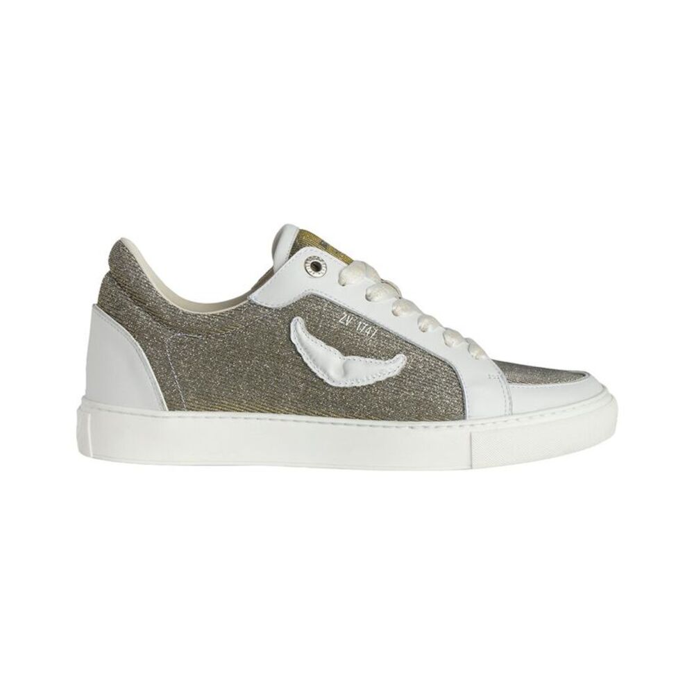 Zadig & Voltaire Fly On Sparkle Leather Sneaker, Silver